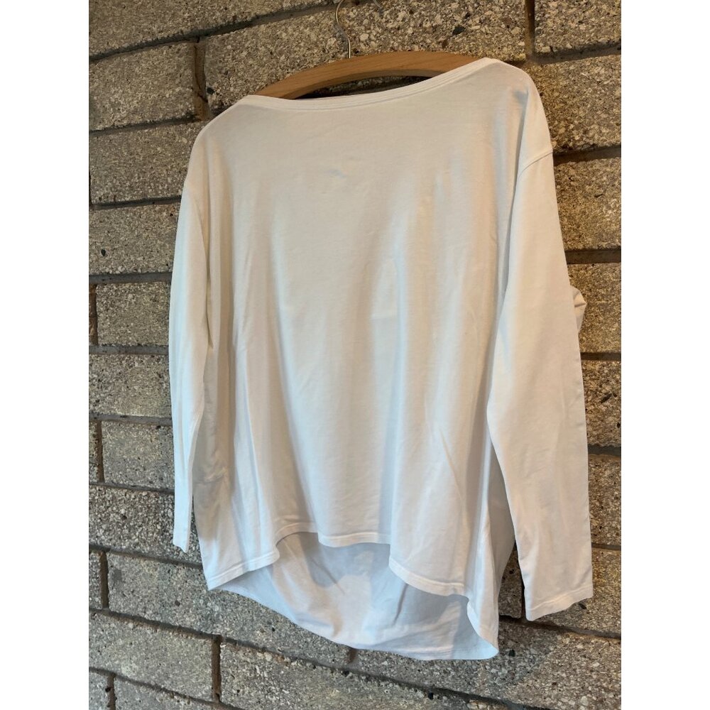 Lululemon Womens White Long Sleeve Relaxed Fit Tee High-Low Hem Lightweight Cott - Picture 2 of 8